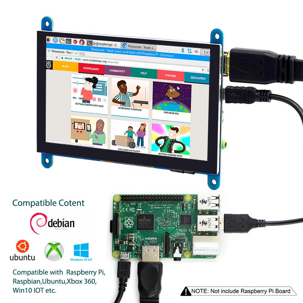ELECROW 5 Inch Touch Screen Monitor for Raspberry Pi - 800×480 Mini Monitor Touchscreen LCD Display Compatible with Raspberry Pi 5/4/3B+/3B, BB Black, Banana Pi, Jetson Nano, Windows, PC