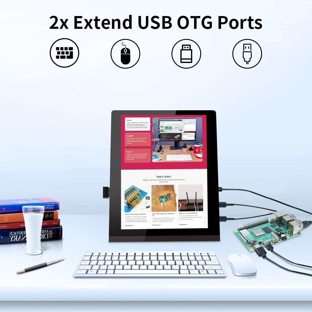 Magedok Touch Screen Display 10.4″, IPS 1200:1600 3:4 Vertical Mini HDMI Screen, 500nits Outdoor Readable Industrial Monitor, Second External Monitor for Laptop Rasp Pi AIDA64 STEM DIY