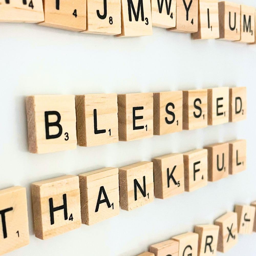 YJ PREMIUMS 200 PC Wood Magnetic Letter Tiles Magnets Big Large Square Wooden Alphabet Letters Tile Magnet Pieces for Fridge Refrigerator Wall Fun Learning Decorative Game Board (200)