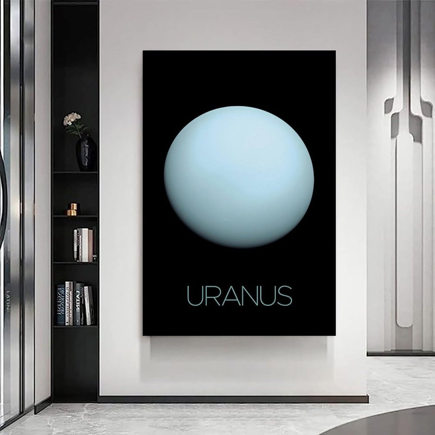 Solar System Planets Canvas Wall Art - Uranus Planet Space Poster for Kids Room Bedroom Classroom, STEM Educational Astronomy Decor, Science Gift for Boys Girls, 16x24 Inch Framed