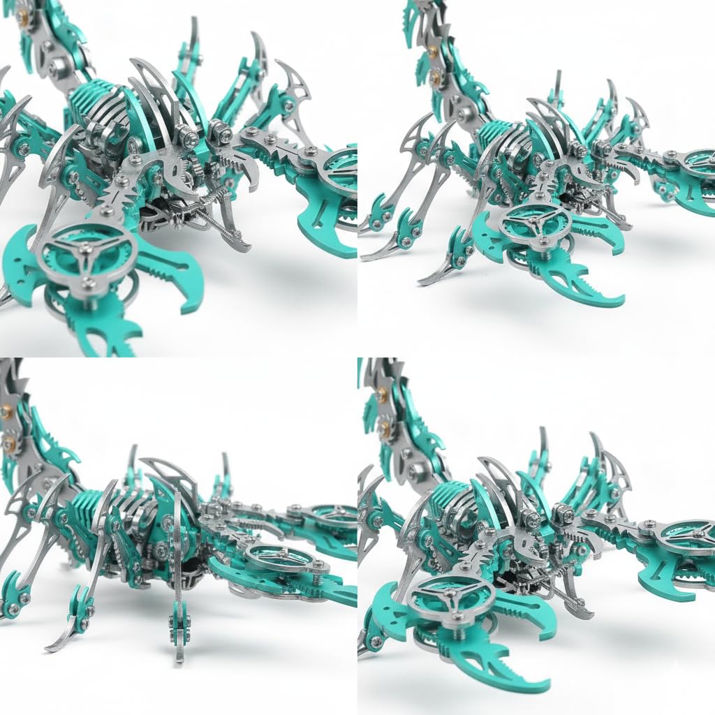Scorpion 3D Metal Puzzles for Adults, 454PCS Stainless Steel DIY Mechanical Metal Model Kits, No Glue Assembly with Movable Joints, Challenging Metal Building Kit Desk Decor Gift (Green)