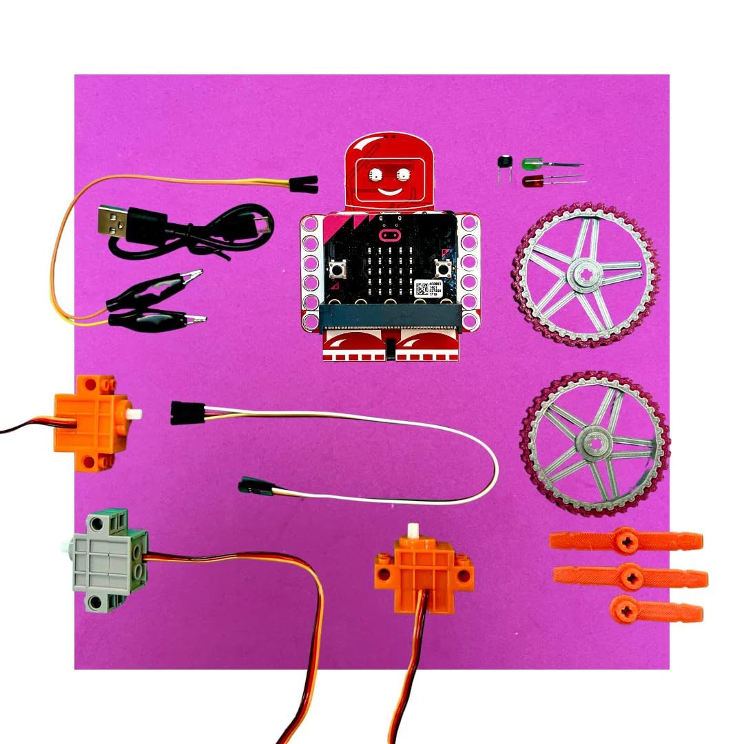 Lectrify Computer Science Activity Bundle, Intermediate-Advanced, Coding and Robotics Learning Kit with Bit:Explorer, Servos, Electronics and Building Parts for Cardboard Robot Construction