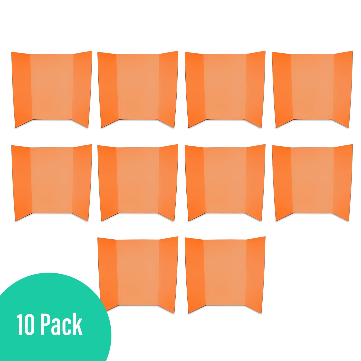 Flipside Products 36” x 48” Project Boards for Presentations, Science Fair, School Projects, Event Displays and Trifold Picture Board, Proudly Made in USA - Orange - 10 Pack