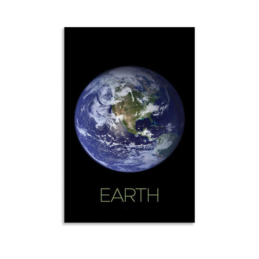 XIAOLOUTINYU Solar System Canvas Wall Art - Earth Planet Space Poster for Kids Room Bedroom Classroom, STEM Educational Astronomy Decor, Science Gift for Boys Girls Teens, 12x18 Inch Unframed