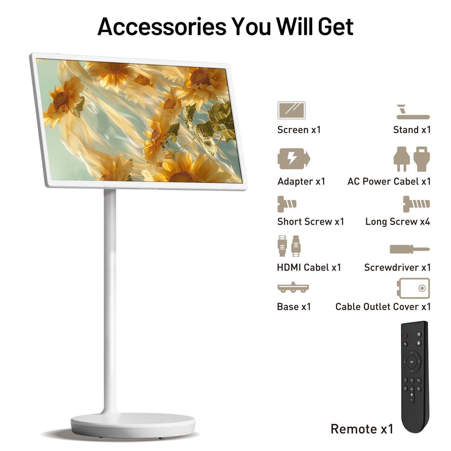 KEFEYA 32-Inch Portable TV with Touch Screen | 6GB RAM + 128GB Storage | 1080P Full HD Portable Monitor with Built-in 8-Hour Battery | Android 13 OS | Rolling TV on Wheels | Remote Control