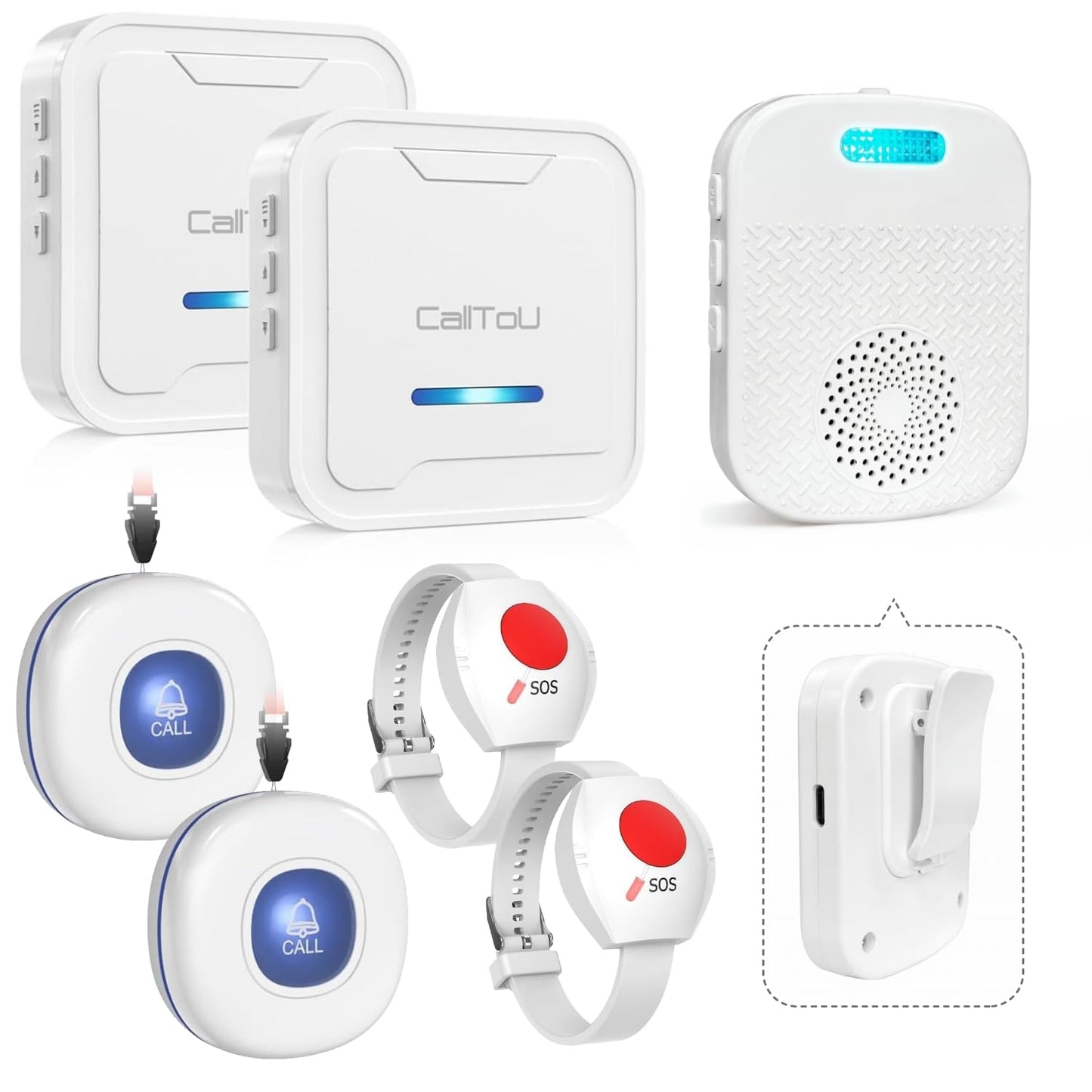 CallToU Caregiver Pager Wireless Call Button for Elderly/Senior,2026 New Version Pager with Vibration & Rechargeable,Nurse Alert System for Home Care Seniors