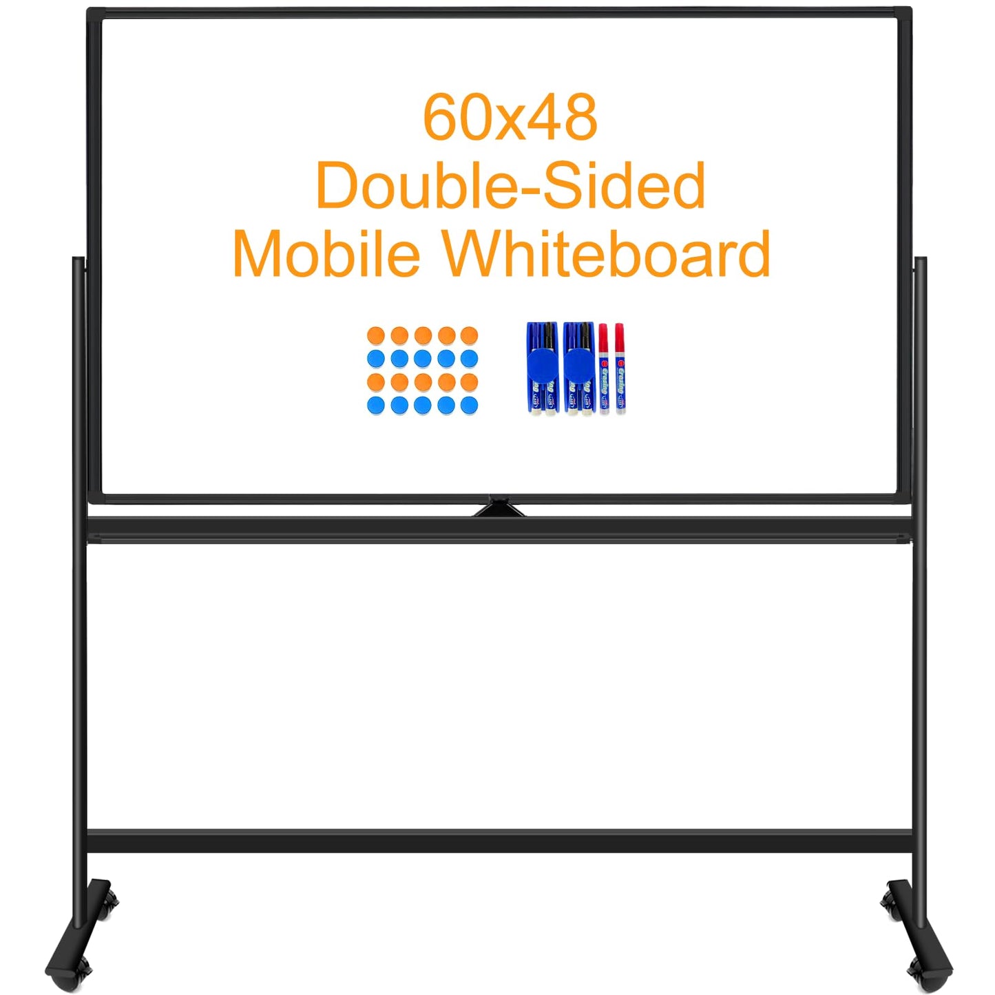 BSTPCOO Large Magnetic Dry Erase Board with Stand, Double Sided 60" x 48" Rolling Whiteboard on Wheels Portable Mobile Standing White Board for Office, School, Home