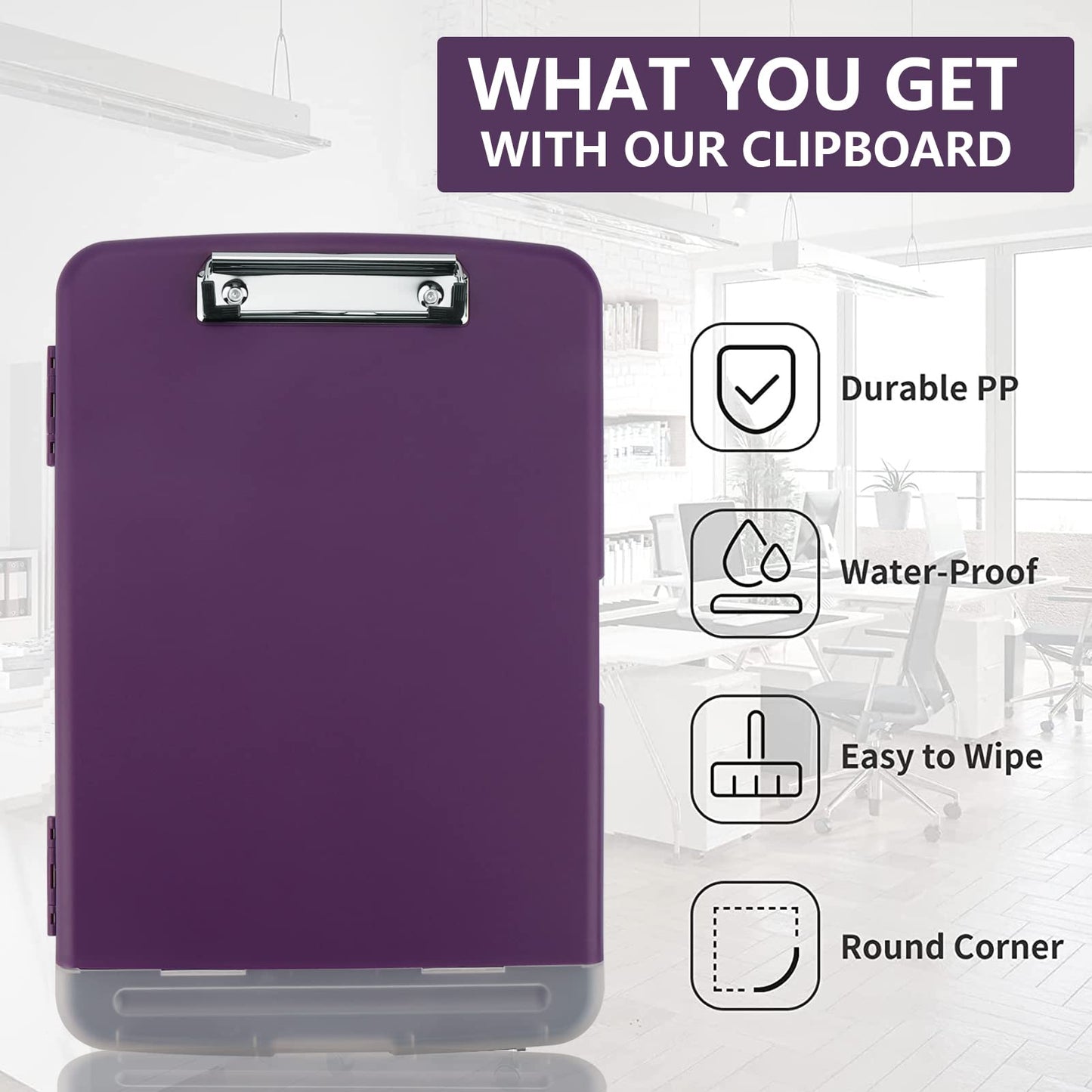 SFLHHDM Purple Clipboard, Clip Boards 8.5x11, Teacher Clipboards with Storage, Plastic Clipboard with Pen Holder, Clipboards Storage for Women Teachers Work, School & Office Supplies