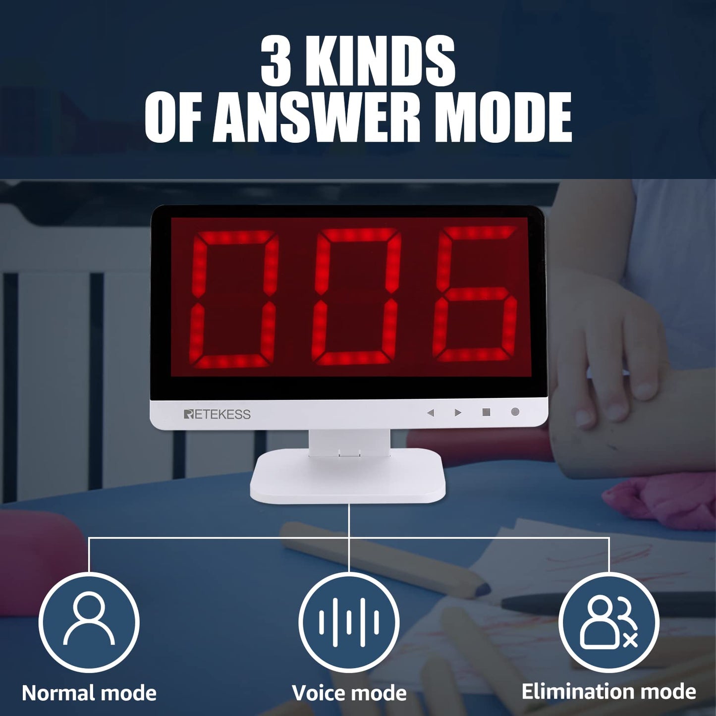 Retekess TM101 Wireless Quiz Bowl Buzzers,15-Level Volume,Add Up to 32 Buttons,262ft, 6 Buzzers for Game Show,Family Game Nights,Learning Resources for Classroom,School