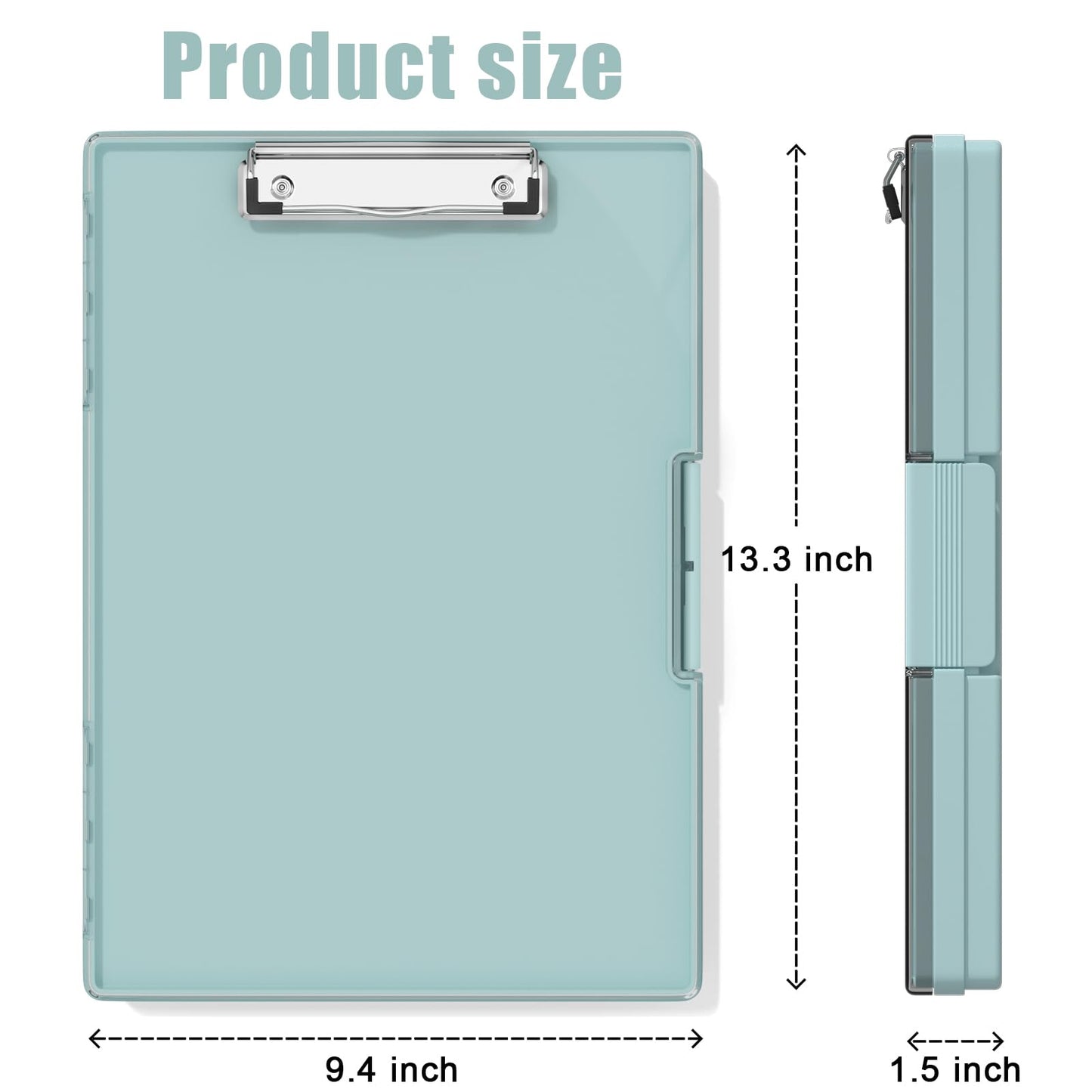 Hongri Clipboard with Storage, Green 8.5 x 11 Folder Nursing Side Opening, Heavy Duty with Dual Compartment, Smooth Writing for Teachers, Classroom, Size 13.3 x 9.4 x 1.5 in, Office & School Supplies