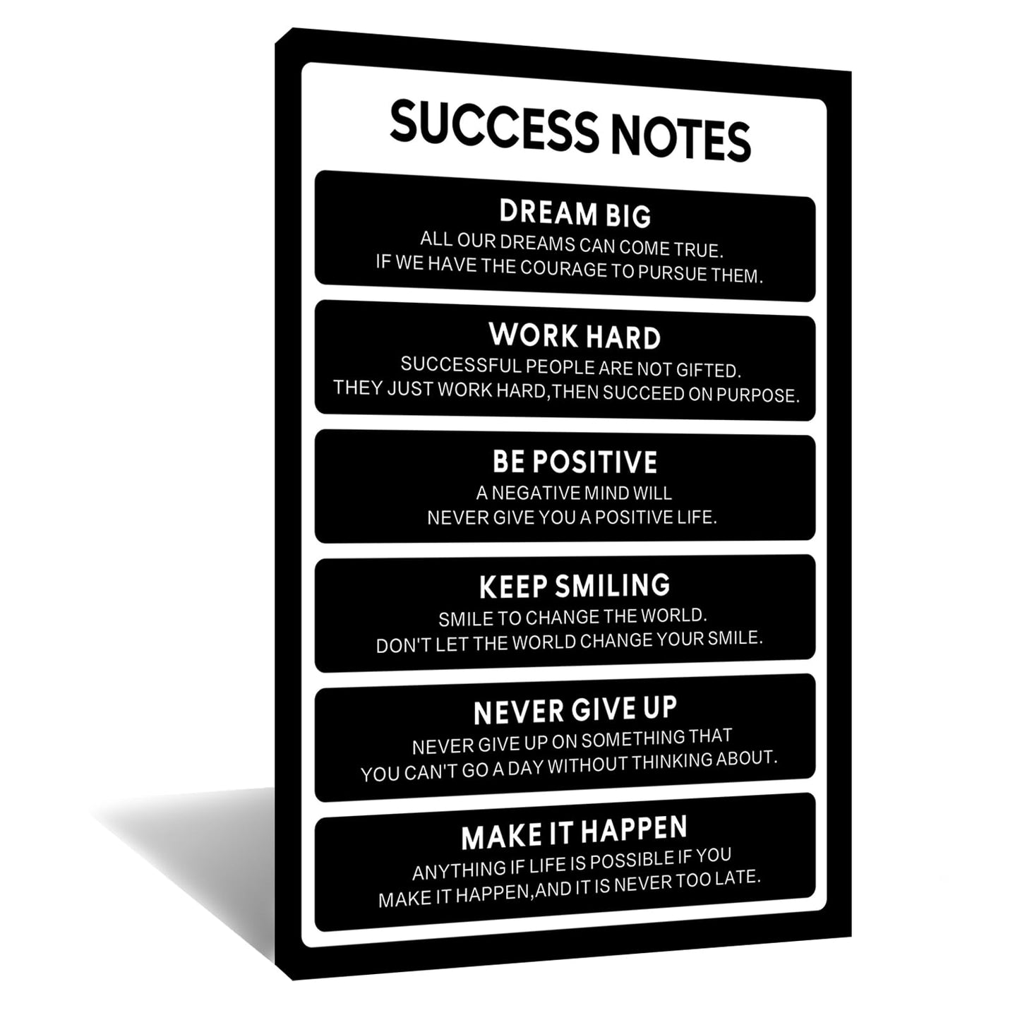 Motivational Wall Decor Inspirational Success Notes Picture Prints Inspiring Entrepreneur Positive Quote Canvas Poster Artwork for Modern Home Gym Bedroom Office Framed Ready to Hang [12''Wx18''H]