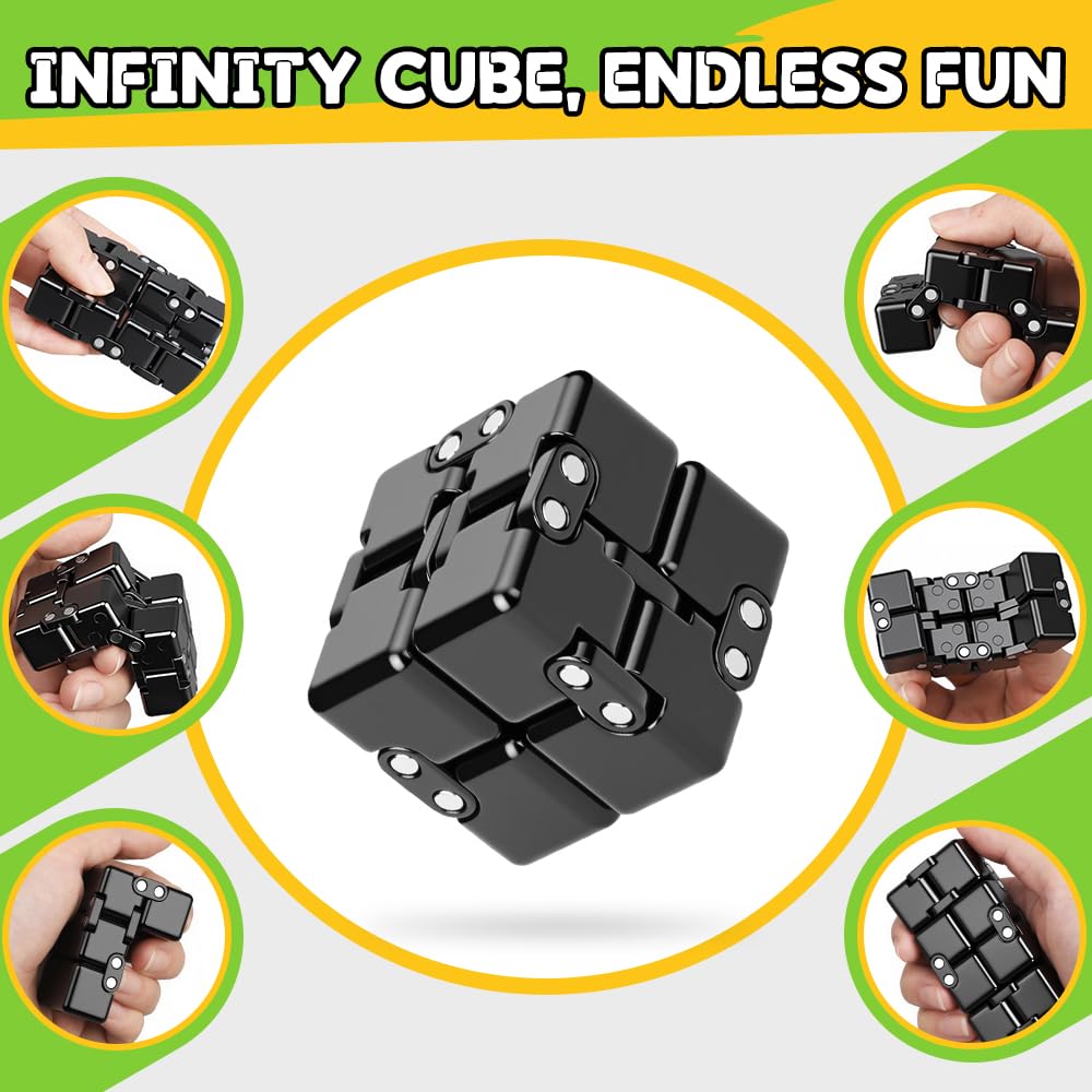 Fidget Toys Set for Adults, Sensory Pack with Fidget Spinner, Robot Spinner, Fidget Cube, Keyboard Clicker Toy, Fidget Pad, Stress Relief Desk Gadget for Office, Birthday Gift Set