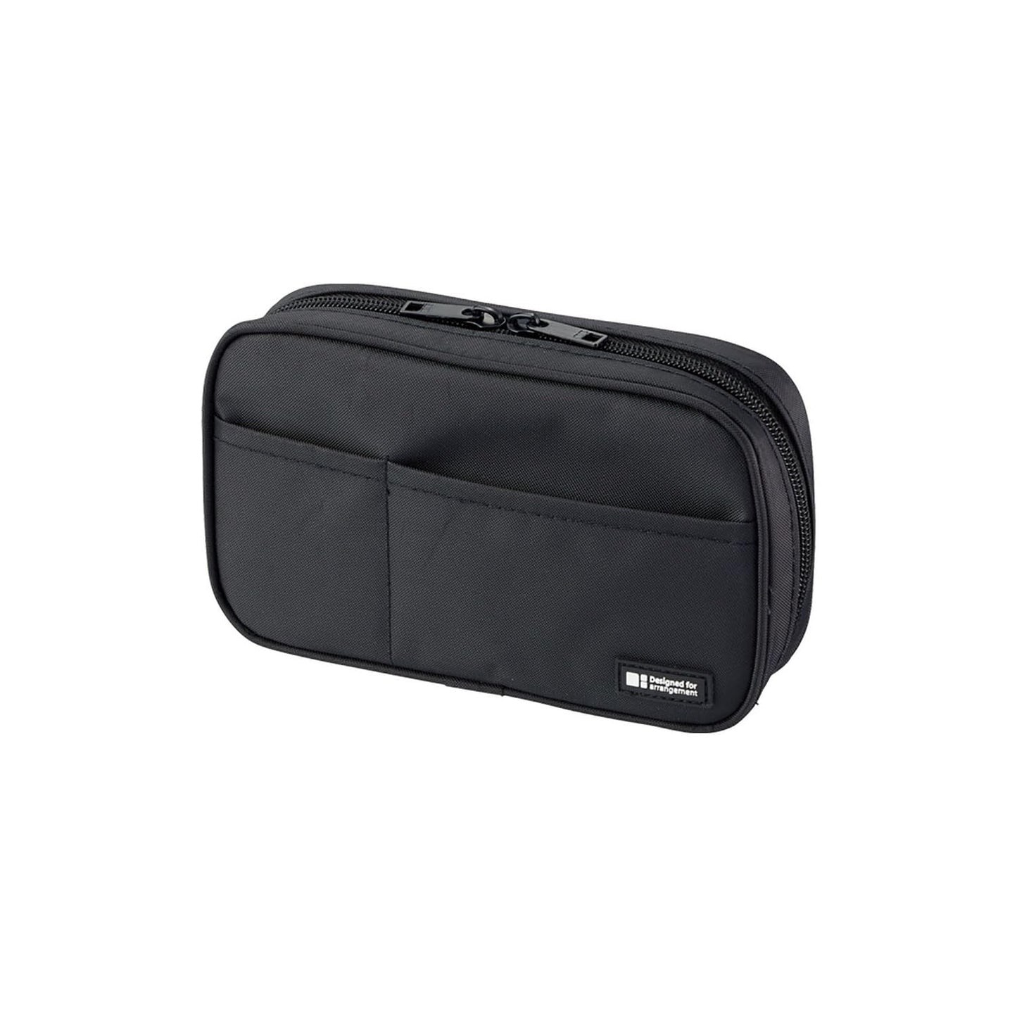 LIHIT LAB Large Capacity Zipper Pencil Case For School Office College, Big Capacity 4 Compartments Pencil Bag Holder Adults Teen Boys Girls, Travel Cosmetics Storage, Jet Black (A7551-124)