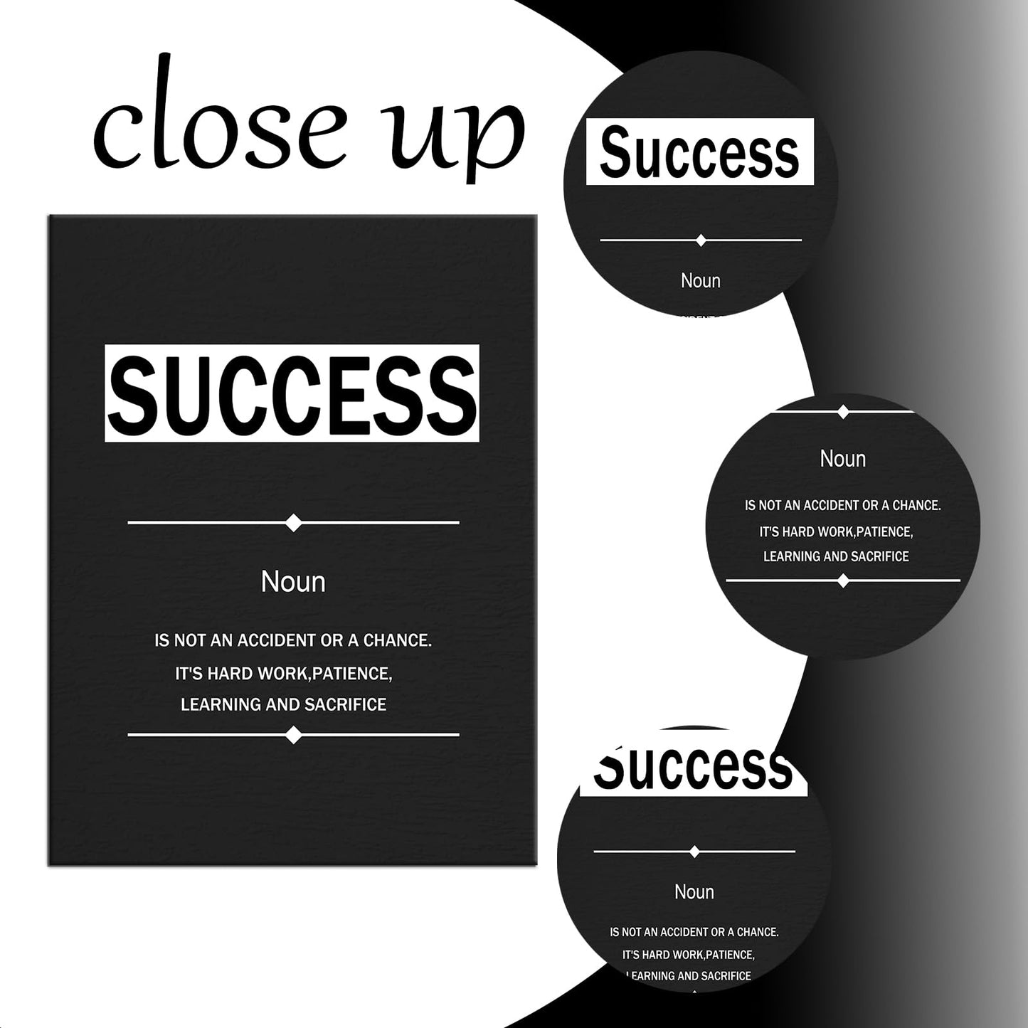 YSPCSUN Inspirational Posters for Office, Success Definition Canvas Poster Single Panel Wall Decor for Home Office Dorm Classroom, Framed Canvas Art, 24x18inch