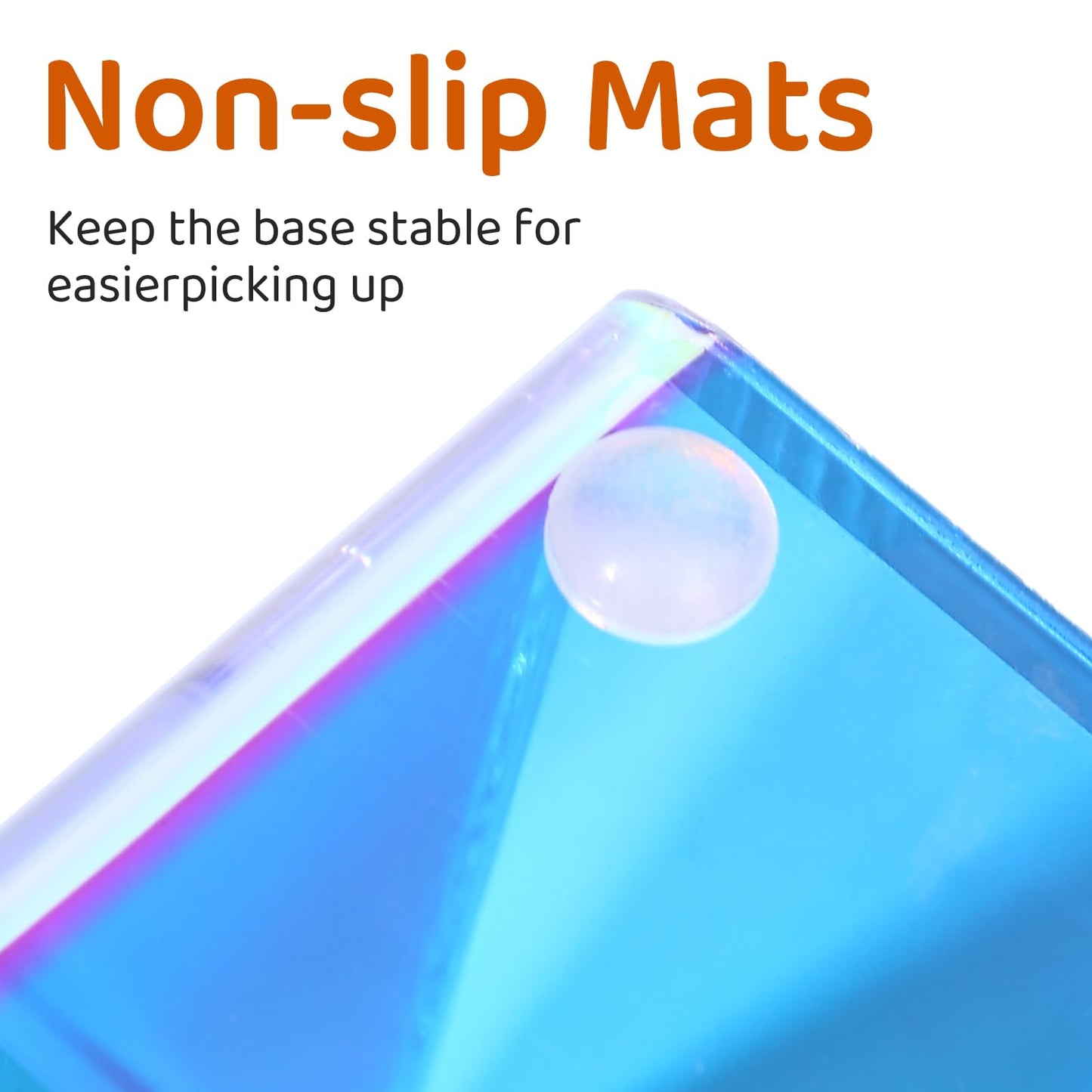 Iridescent Acrylic Desk Organizer with 3 Compartments - Clear Pencil Holder for Office, School & Home - Large Capacity Stationery Storage for Pens, Scissors, Sticky Notes, Paper Clips - Non-Slip Base