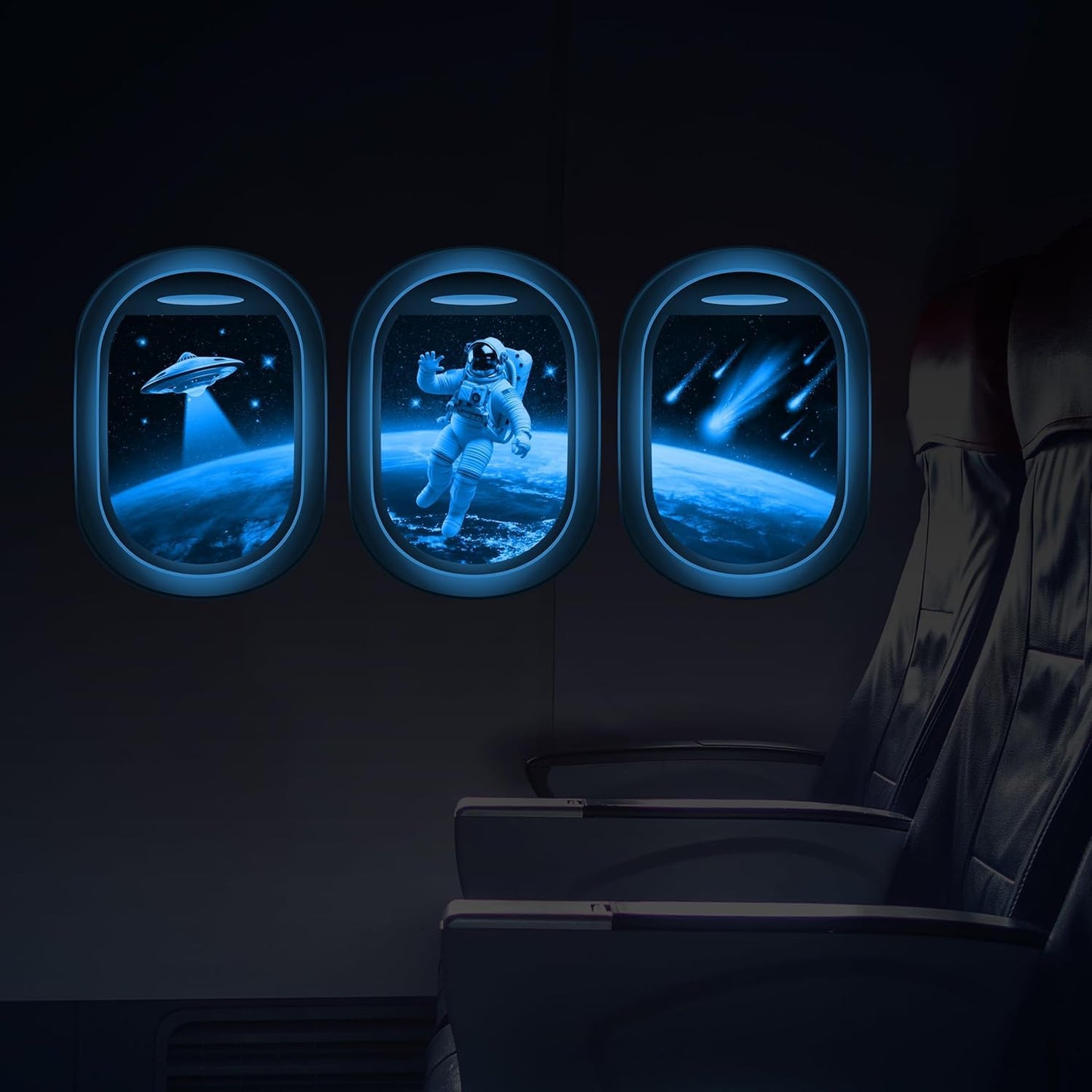 Quanhaigou Glow in The Dark 3D Space Wall Decals, Set of 3 Galaxy Window Stickers for Wall,Planet Themed Room Decor for Kids Boys