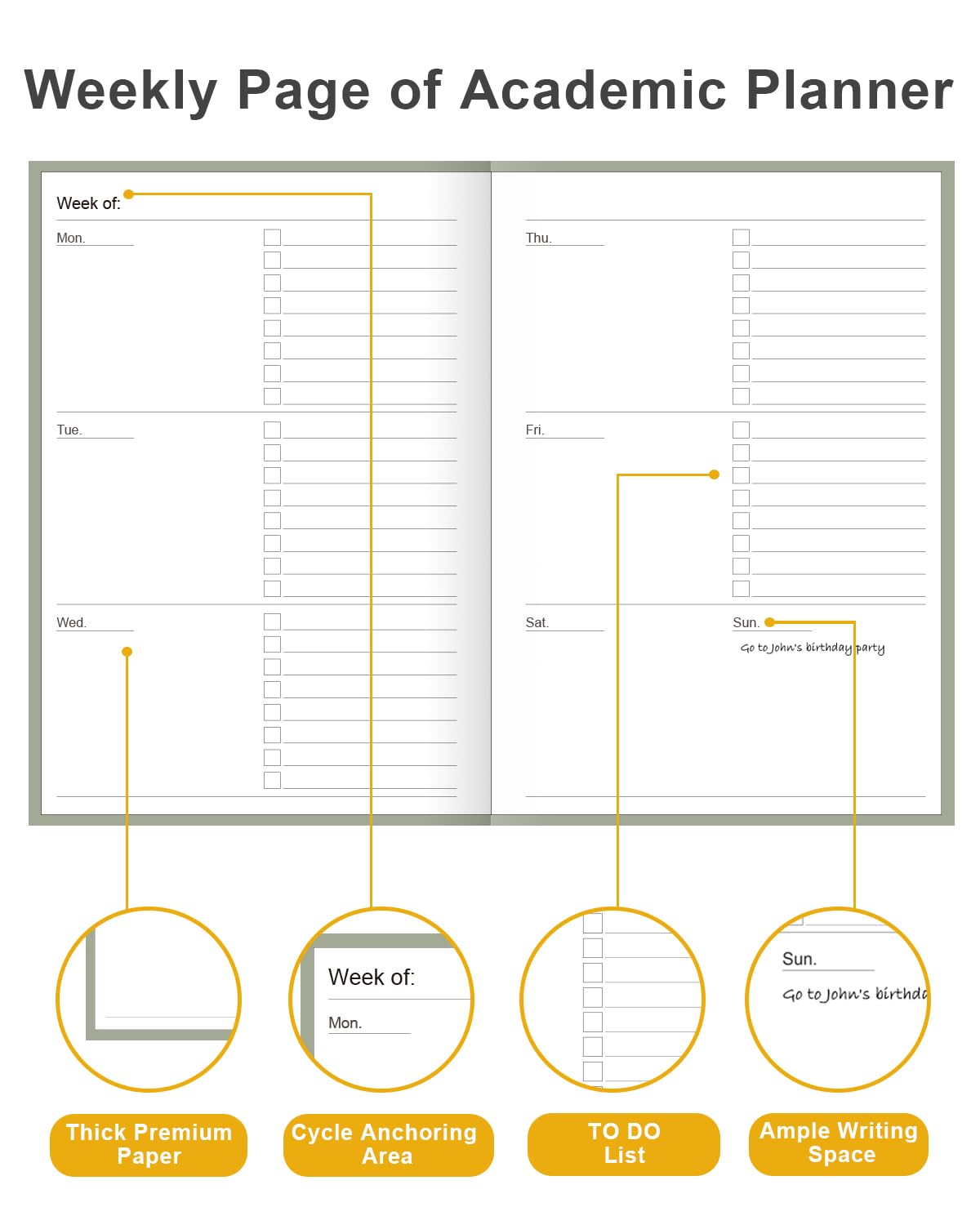Academic Planner for 2026-2027 or Anytime – 5.8" x 8.5" Undated Weekly Student Planner For Homeschool, High School, College & Nursing Students, 200 Pages, Green