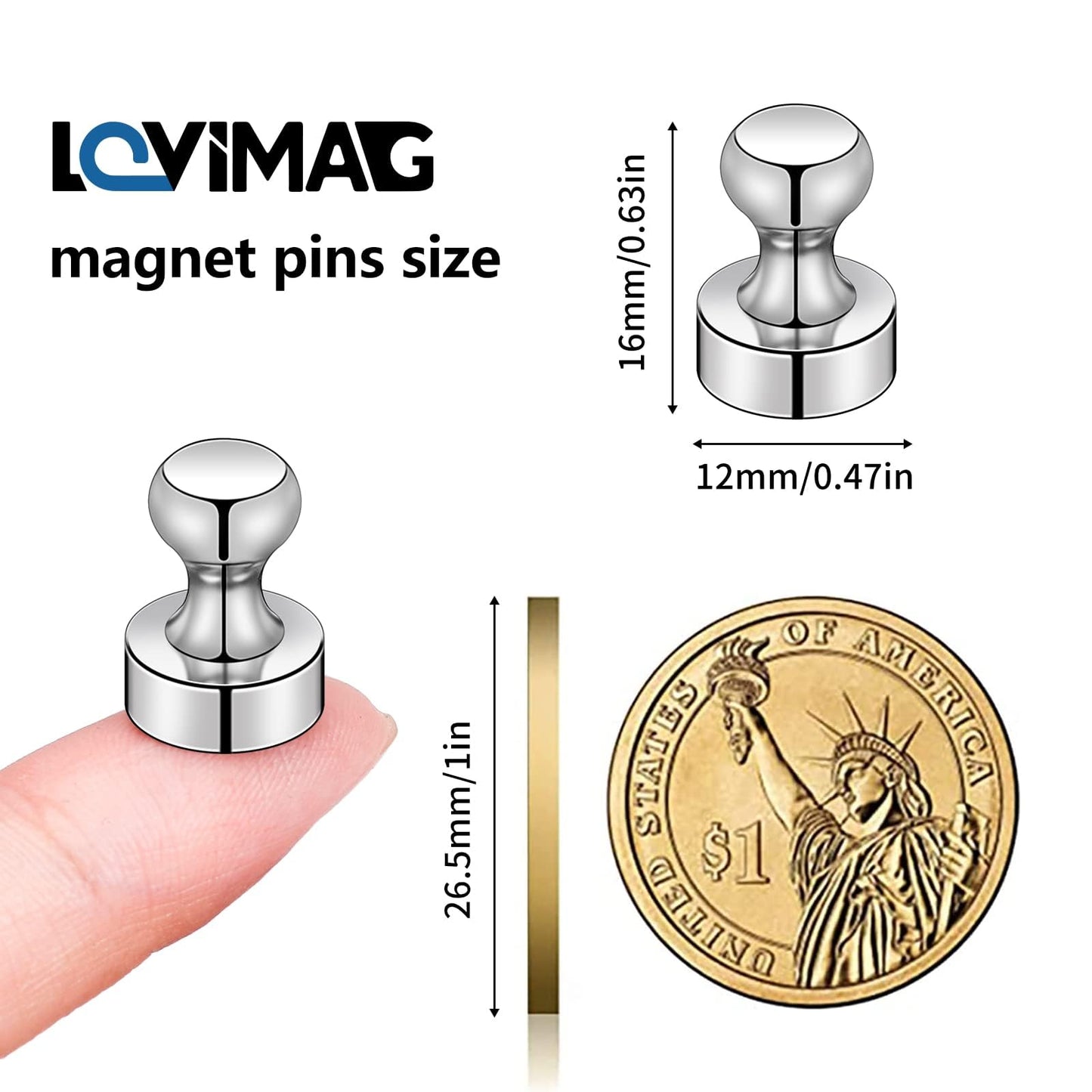 LOVIMAG Fridge Magnets 20Pcs Refrigerator Whiteboard Small Strong Magnet Classroom Kitchen Accessories Decorative Locker Set Decor Must Haves Office Calendar Refrigerador Magnetic Cute Crafts Silver