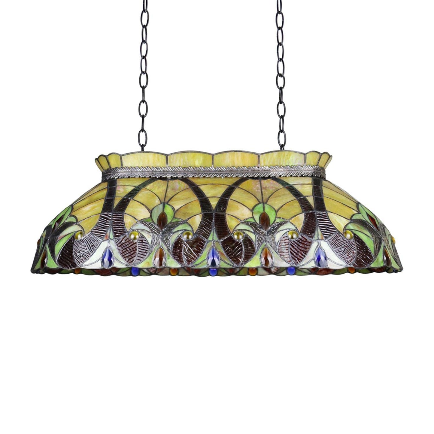 Chloe Lighting Adia 3 Light Island Pendant, Victorian Tiffany-Style, Dark Bronze, 28in Wide, Multicolor, Model CH38632AV28-IL3