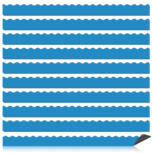 30 Pcs Magnetic Borders for Classroom Whiteboard - Blue Magnetic Bulletin Board Border Set - Scalloped Chalkboard Border Strips for Teachers, Parents, DIY Home,School & Office Decoration