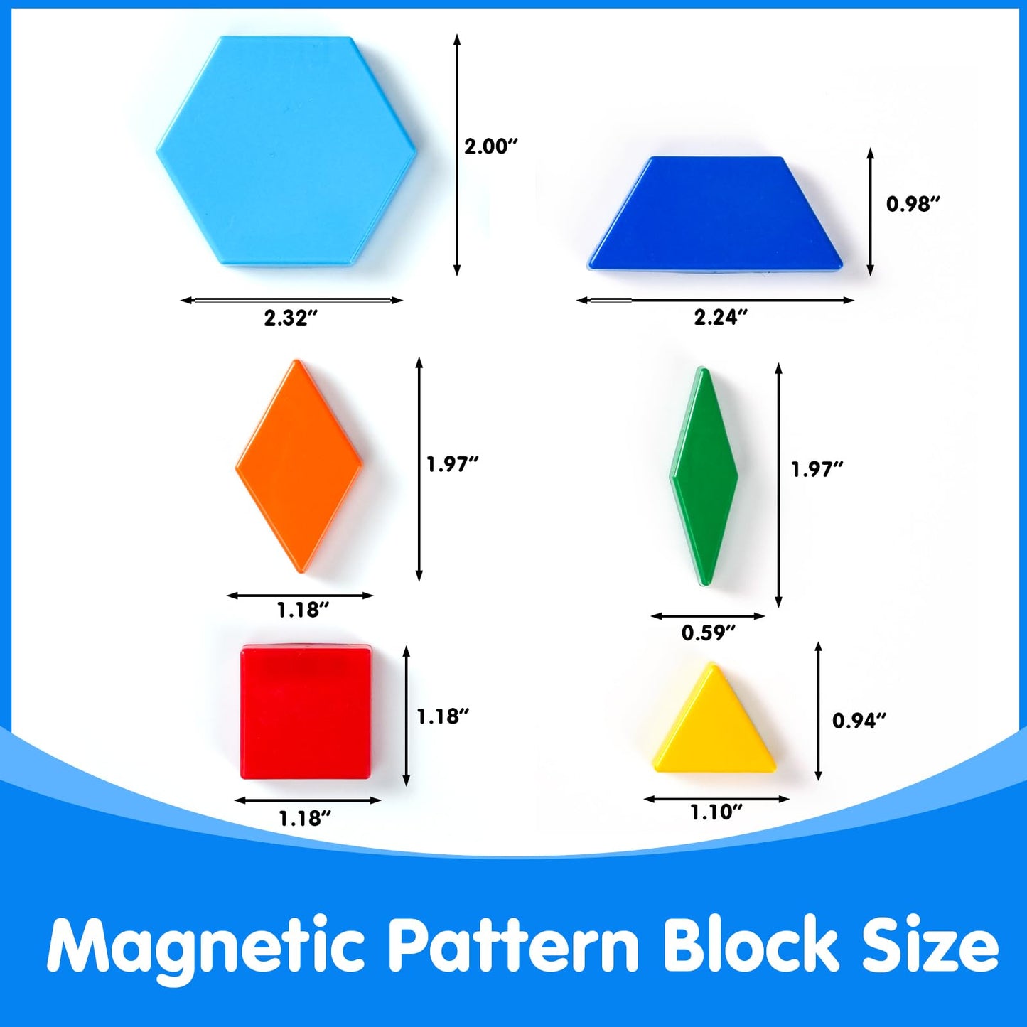 Odoorgames 96 Pcs Magnetic Shapes in 6 Colors – Pattern Blocks for Kids, Tangrams & Homeschool Activities – Geometric Shapes for Classroom Learning & Creative Play