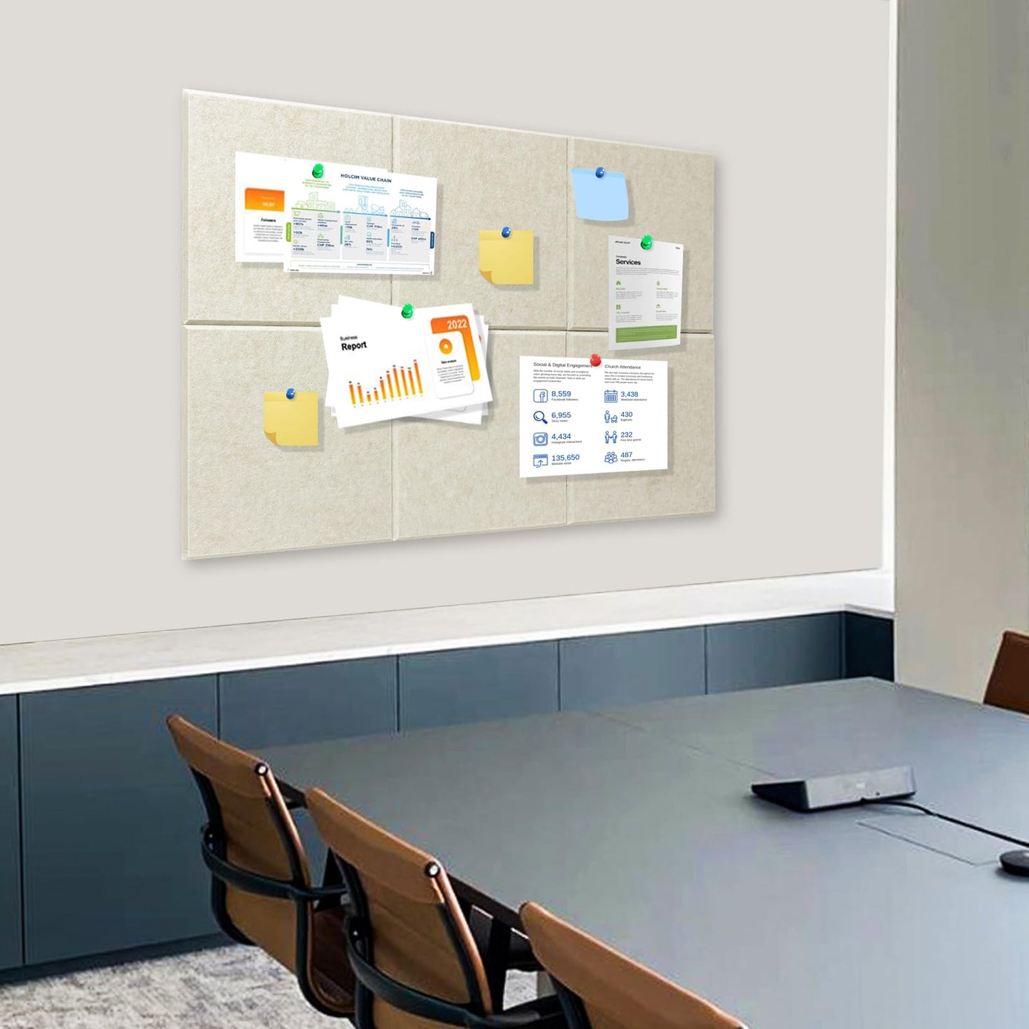 Large Cork Board Tiles for Wall with Push Pins, Removable 36" x 24" Bulletin Board Sets, Adhesive Pin Board | Magrowill 6 Packs Felt Panels for Interior Wall Decor