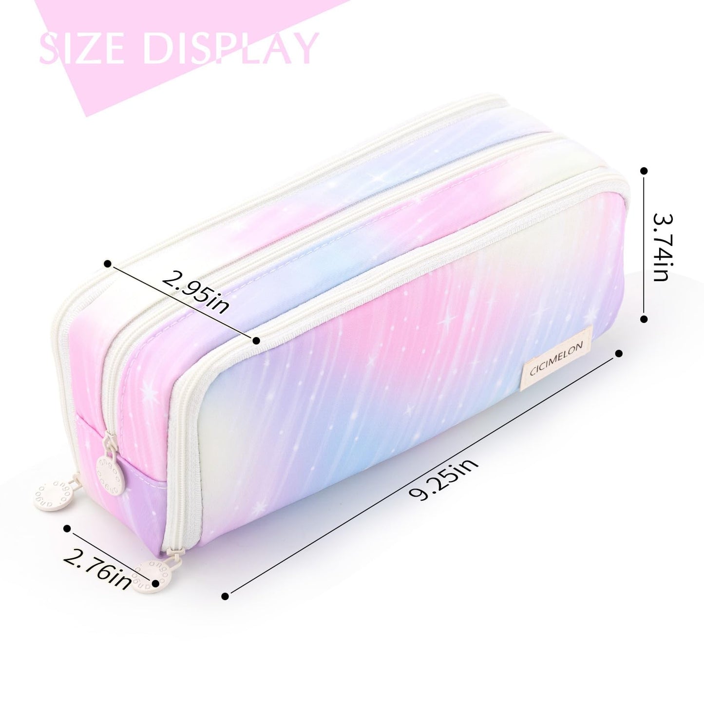 CICIMELON Large Capacity Pencil Case 3 Compartment Pouch Pen Bag for School Teen Girl Boy Men Women (Meteor)