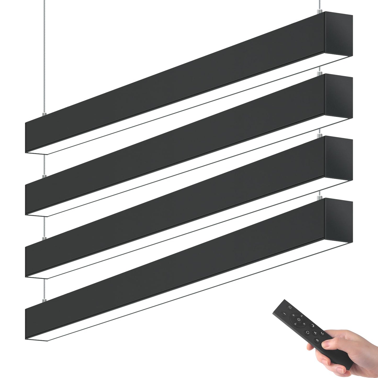 Barrina 5568 LED Linear Light Fixture, 4FT 45W, Dimmable, Color Changing 3000K-6000K, Black, 4 Packs