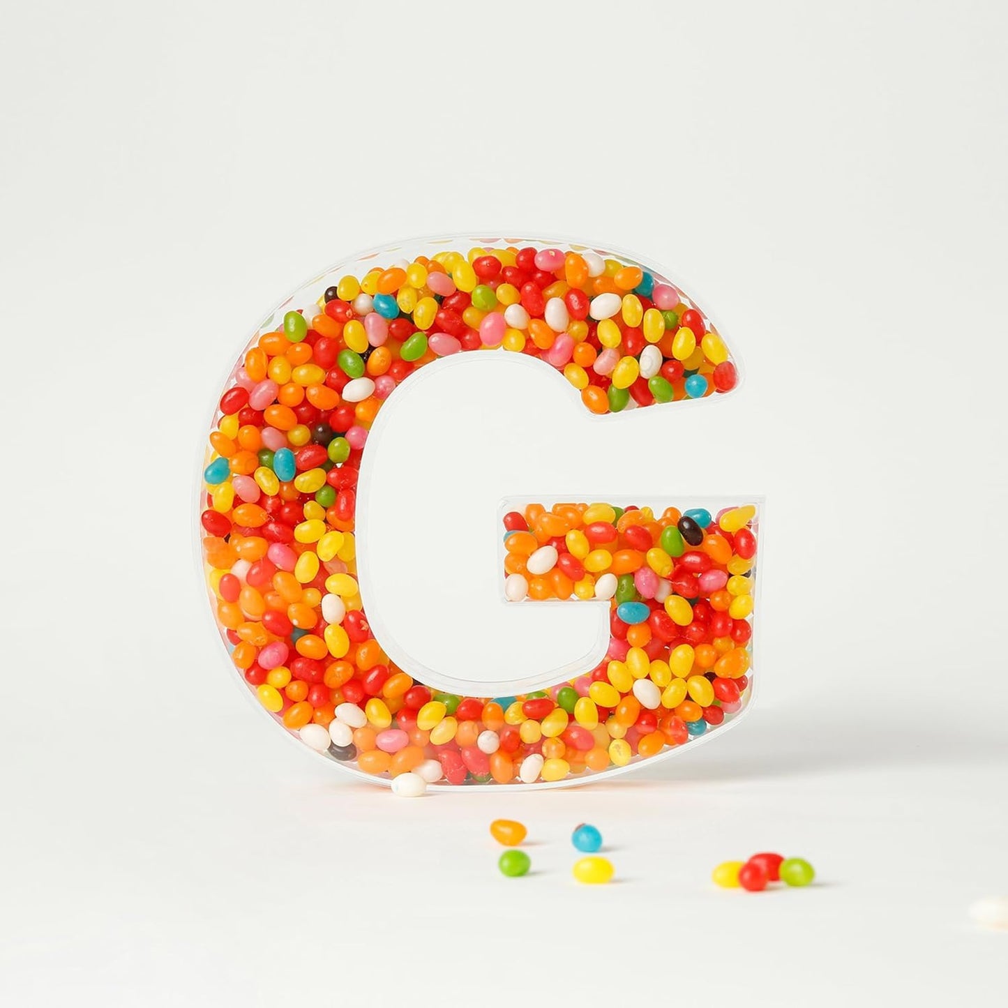 OAEUQ 10-Inch Magnetic Alphabet Candy Jar Refillable Fillable Letters For Candy Tray Reusable Lidded Candy Jar Candy Buffet Container Set (G, 1)