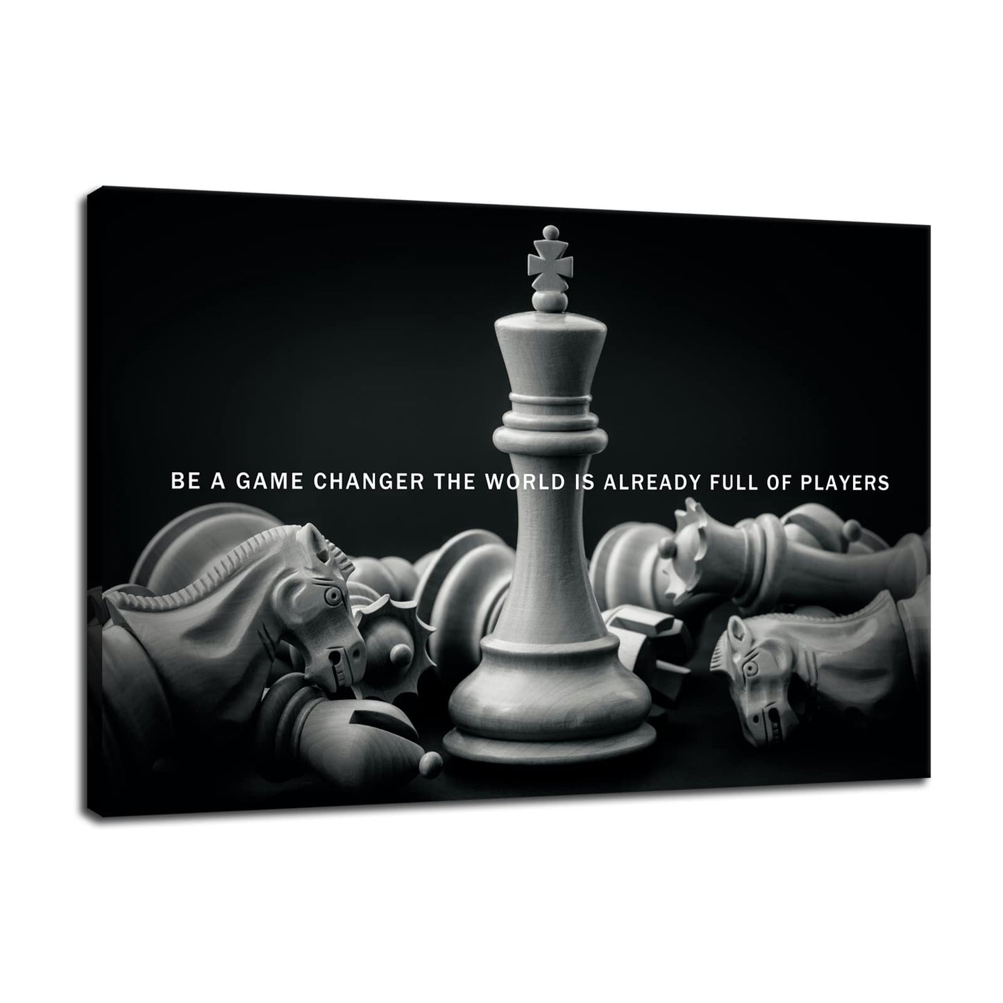 Be A Game Changer The World Is Already Full Of Players Motivational Wall Art International Chess Inspirational Poster Canvas Painting Prints Wall Pictures for Home Decor Framed Artwork [24''W x 36''H]