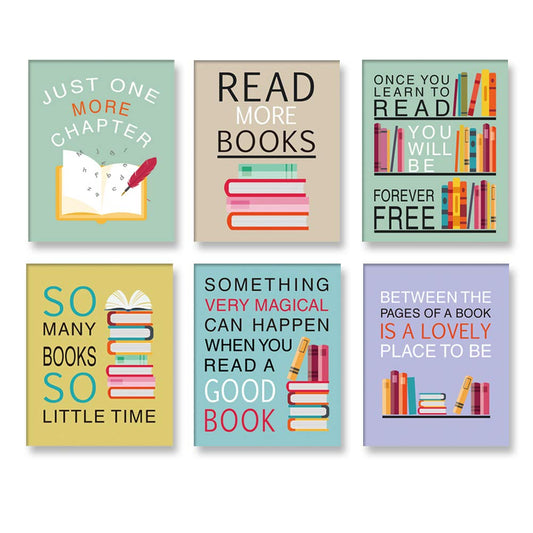 CHDITB Colorful Wall Art Print Inspirational Read Books Quote Artwork,Watercolor Books Art Painting, Set of 6 Art Posters(8" x10) Motivational Saying Canvas Poster For Classroom Library Study Decor