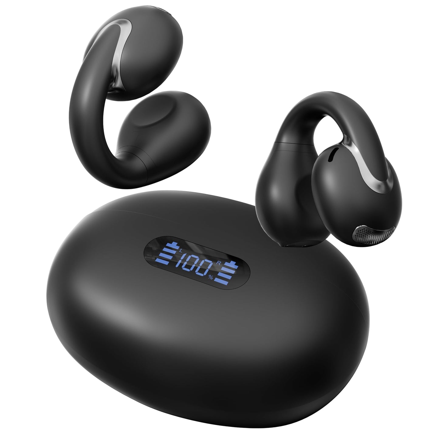 IAMJOY AI Language Translation Earbuds Real Time, Language Translator Earbuds Open Ear Clip-On Design, 163 Language & Accents Two-Way Translator Device with APP for Travel Learning Business, Black