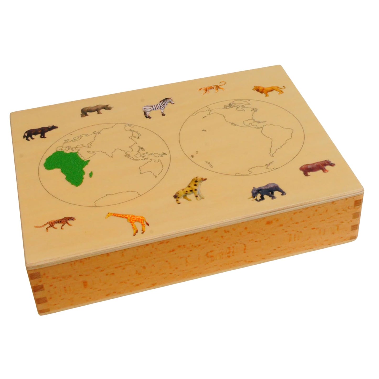 ancona African Animals, Spanish/English Bilingual, Montessori Preschool Memory Matching Game Box Set with Animal Figurines & 3-Part Cards, Early Education Toy