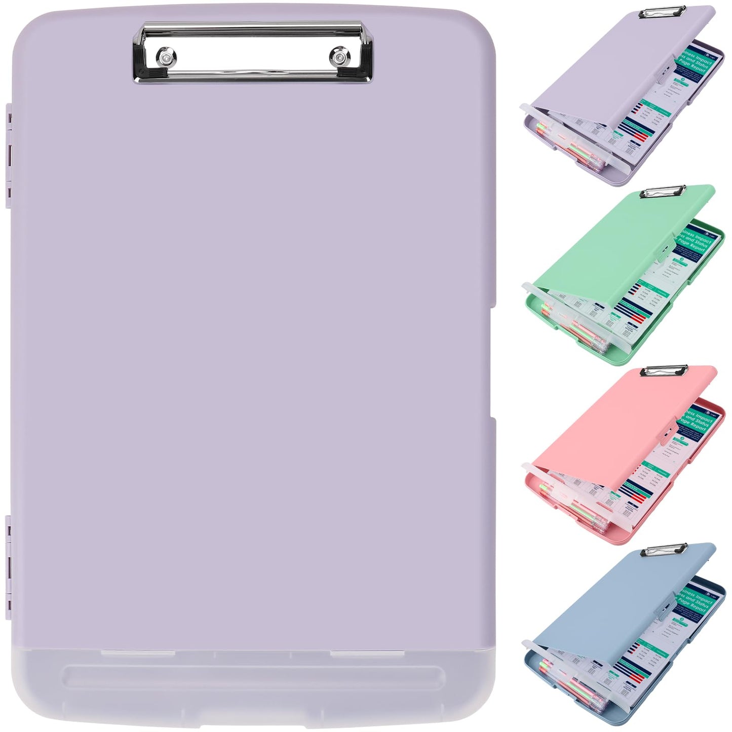 SFLHHDM Clipboard with Storage,Storage Clipboard with Pen Holder, A4 Binder Clip Boards 8.5x11 with Low Profile Clip,Side Opening Nursing Clipboards, Clipboards Folder for Office Supplies-Dusty Purple