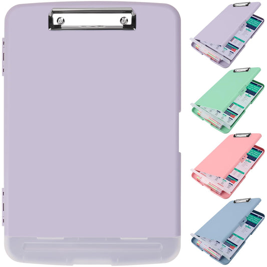 SFLHHDM Clipboard with Storage,Storage Clipboard with Pen Holder, A4 Binder Clip Boards 8.5x11 with Low Profile Clip,Side Opening Nursing Clipboards, Clipboards Folder for Office Supplies-Dusty Purple