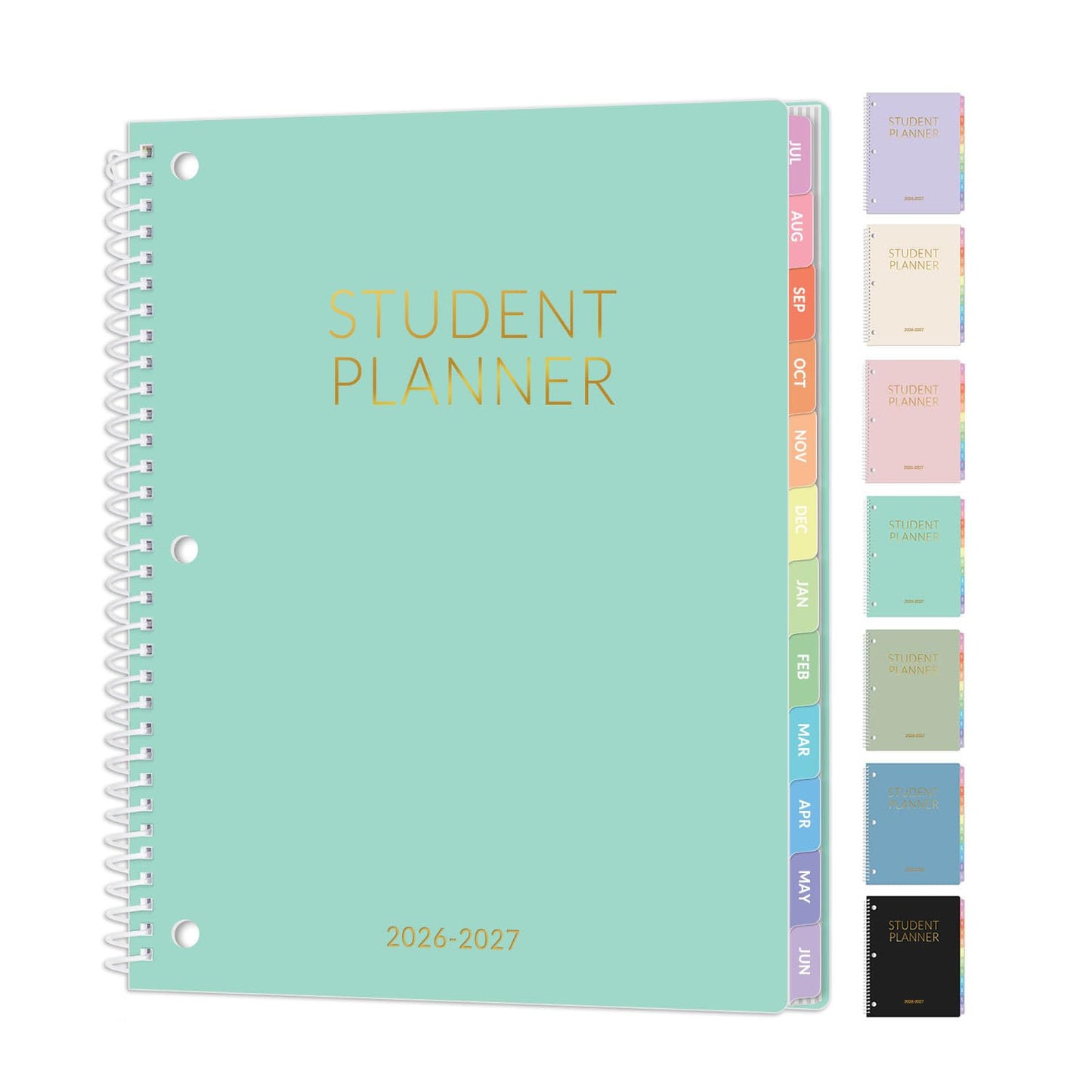 SUNEE Student Planner 2026-2027, Academic Weekly & Monthly School Planner, July 2026 - June 2027, 8.5" x 11" Lesson Plan Book with Weekly Goals, Monthly Tabs, Bookmark & 3-Hole Punch, Mint Green