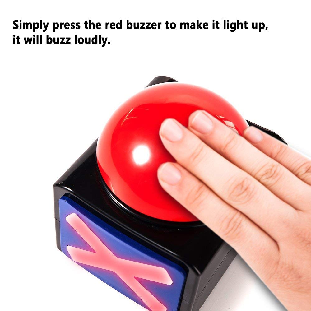 Game Answer Buzzer 2 Pcs, Game Buzzer Alarm Sound Play Button with Light Trivia Quiz Got Talent Buzzer Toys for Kids Adult