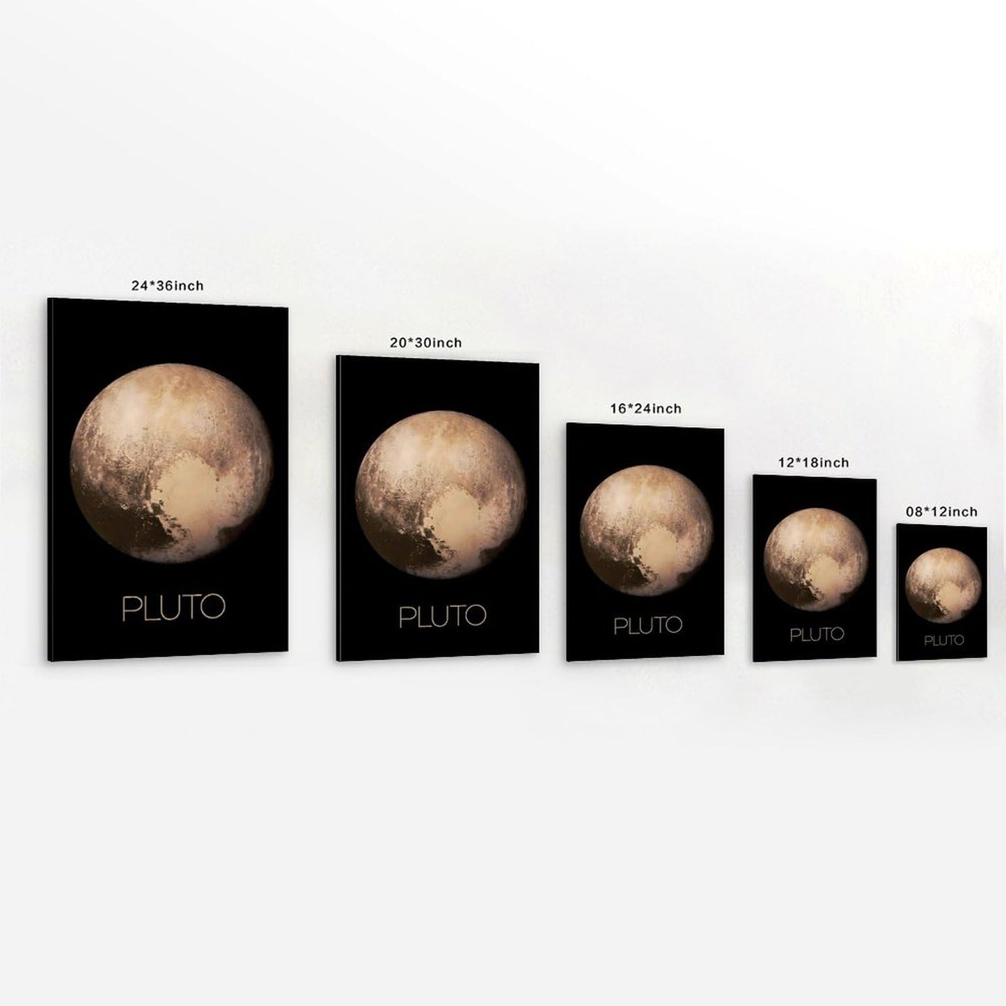 Solar System Planets Canvas Wall Art - Pluto Planet Space Poster for Kids Room Bedroom Classroom, STEM Educational Astronomy Decor, Science Gift for Boys Girls, 16x24 Inch Framed
