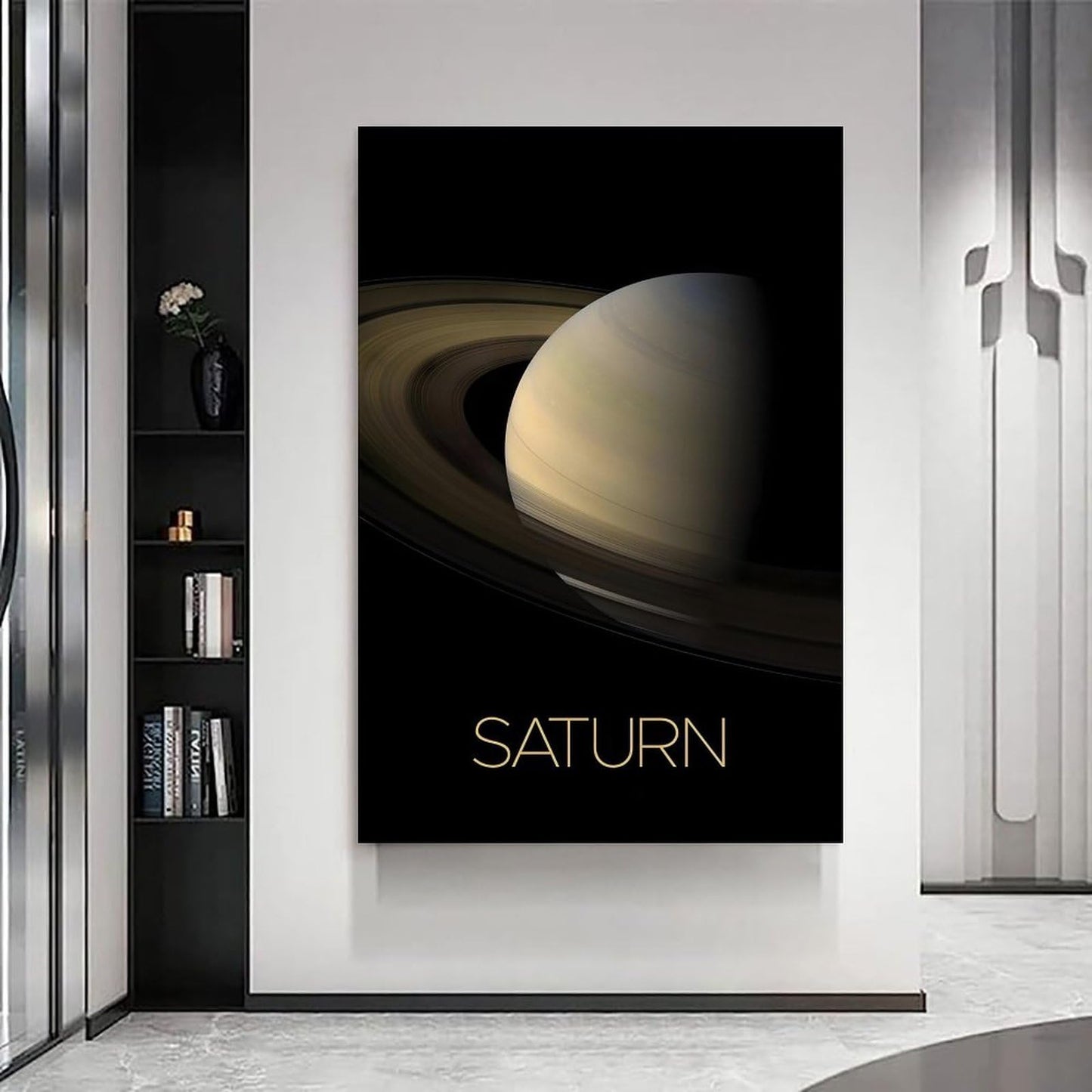 Solar System Planets Canvas Wall Art - Saturn Planet Space Poster for Kids Room Bedroom Classroom, STEM Educational Astronomy Decor, Science Gift for Boys Girls, 12x18 Inch Framed