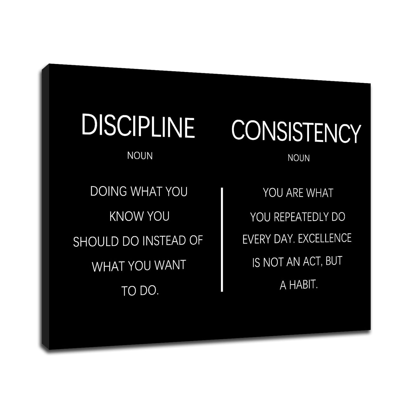 Consistency Discipline Inspirational Office Poster Wall Decor Motivational Wall Art Quote Picture Inspiring Canvas Painting Prints for Modern Bedroom Workplace Gym Ready to Hang [24''W x 18''H]