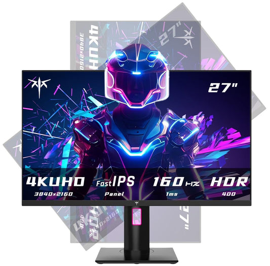 KTC 27 Inch 4K Gaming Monitor, UHD 160Hz/144Hz 1ms Fast IPS Monitor, Freesync/G-Sync, HDR400, 132% sRGB, HDMI DisplayPort, VESA, Tilt/Height/Pivot Adjustable, H27P22S