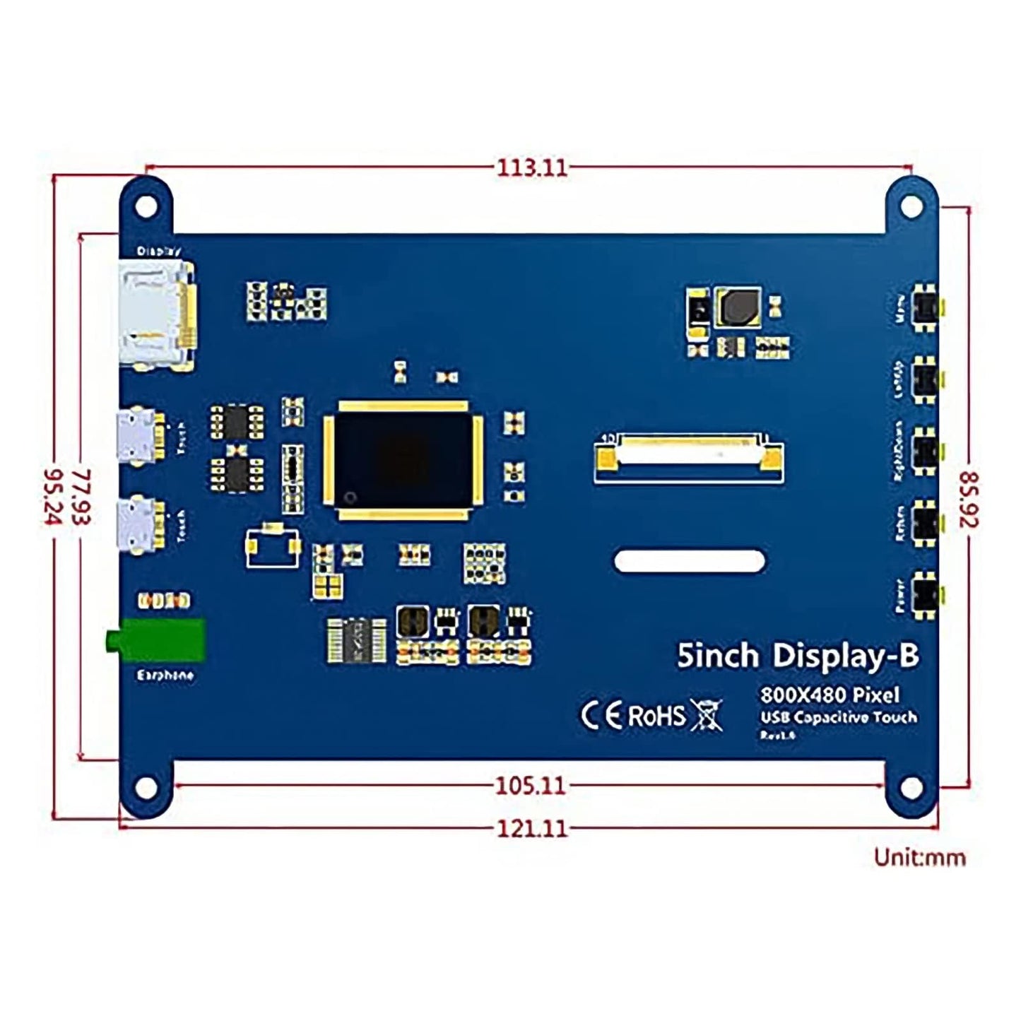 ELECROW 5 Inch Touch Screen Monitor for Raspberry Pi - 800×480 Mini Monitor Touchscreen LCD Display Compatible with Raspberry Pi 5/4/3B+/3B, BB Black, Banana Pi, Jetson Nano, Windows, PC