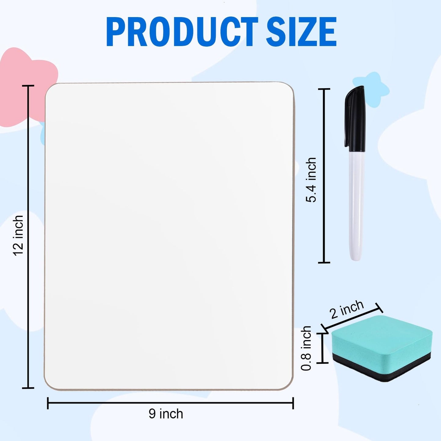 COYMOS 6 Pack Small Dry Erase Boards Classroom Pack 12 x 9 Inch Double Sided Mini White Boards Portable Dry Erase LapBoards for Teacher Supplies with 6 Erasers and 6 Markers