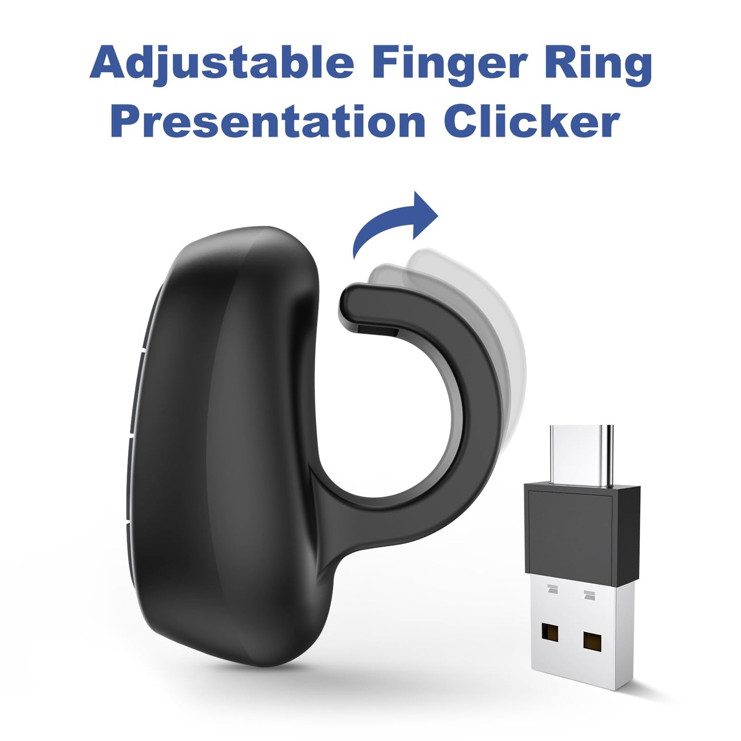 Presentation Clicker PowerPoint Wireless Presenter Remote: USB C Laser Pointer Computer Clickers, Hyperlink Finger Ring Project Power Point PPT Clicker for Mac Laptop Office, Google Slide Advancer