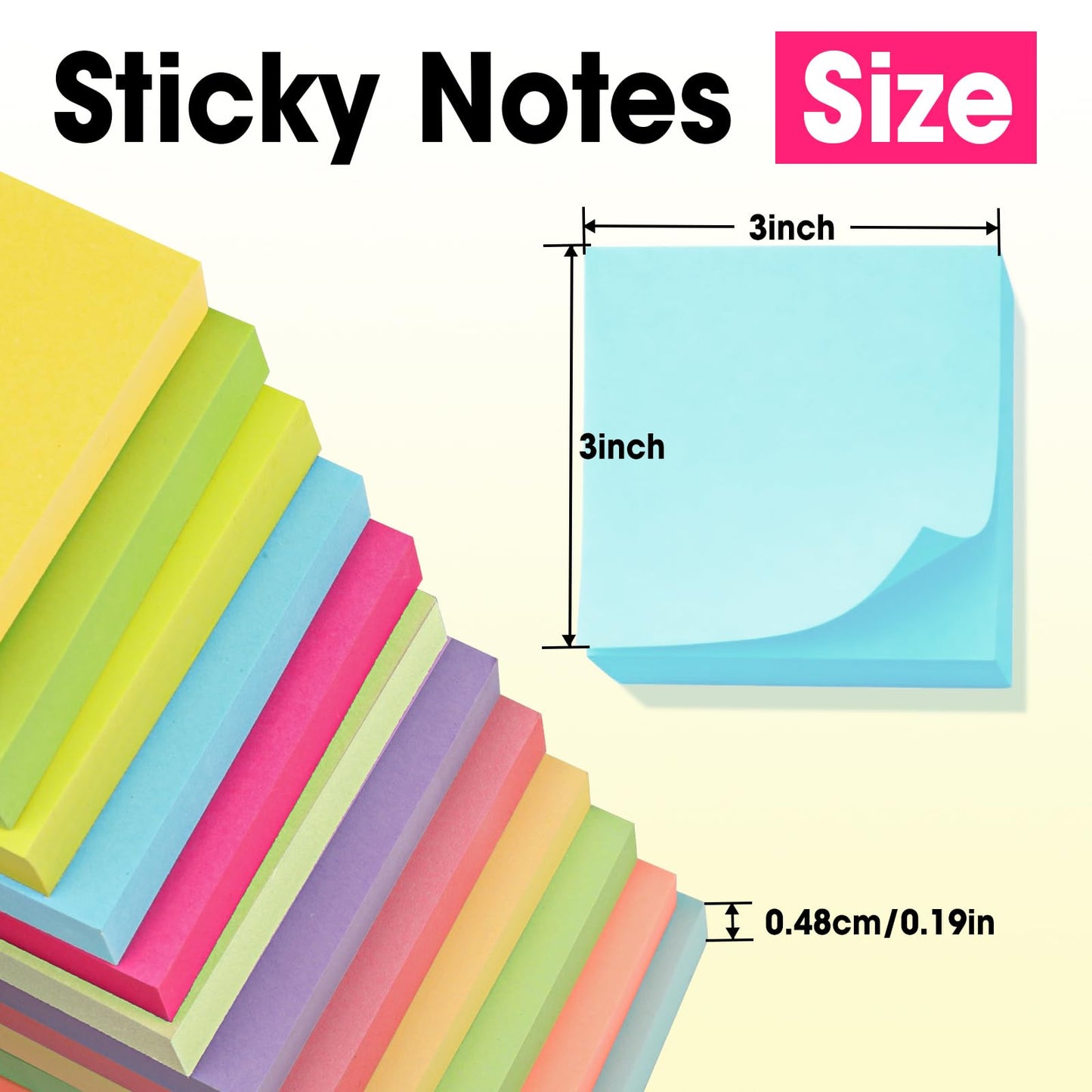 50 Pads Sticky Notes 3x3, Self-Stick Pads Bulk Bright Colors, School Supplies, Office Products, 50 Sheet/Pad