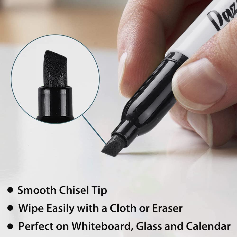 LAZGOL Dry Erase Markers Bulk, 96 Pack Black Dry Erase Markers Chisel Tip, Low Odor Whiteboard Markers for School, Office Supplies, Perfect for Writing on White Board, Mirror,Calender
