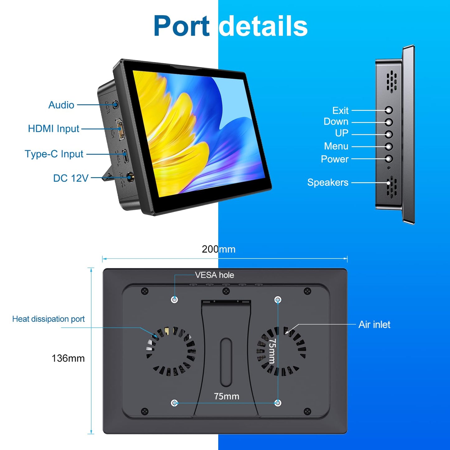 JUNEBOX 14 Inch Touchscreen Monitor - Equipped with VGA DVI and HDMI VESA Dual-Speaker,1080P IPS 10-Point Industrial Touchscreen Monitor for PC Laptop RPi POS Kiosk Home,Industrial Equipment (Grey)