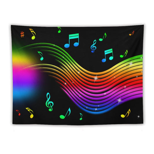 DDCBNS Music Note Tapestry,Rainbow Music Colorful Lines Tapestry for Boys Girls Teens,Colorful Tapestry Wall Hanging Home Décor for Music Room Bedroom Living Room 80" x 60"