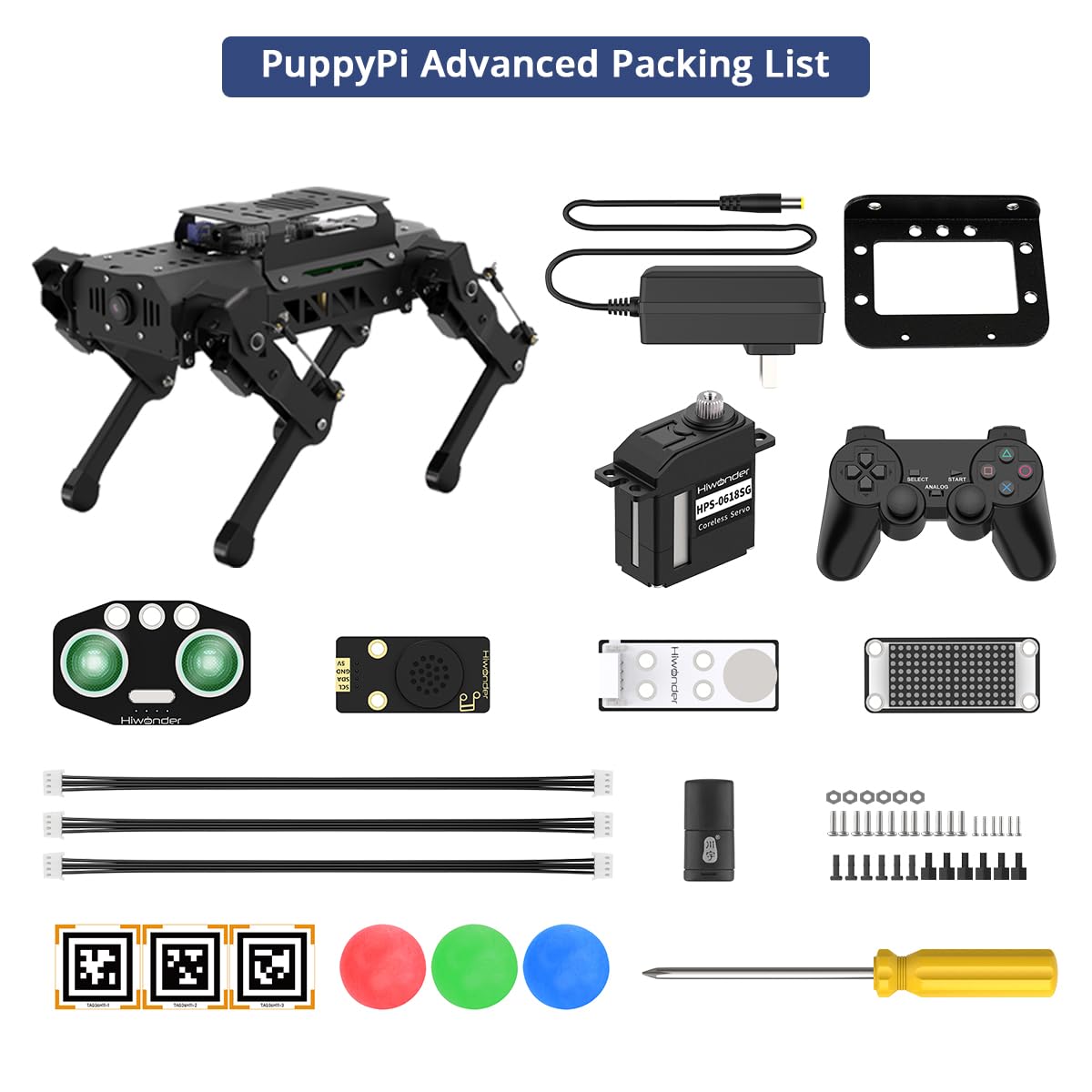 PuppyPi Robot Dog with ChatGPT Large AI Models AI Embodied Intelligence ROS Robotic Dog Vision Scene Voice Understanding SLAM Mapping Navigation Bionic Quadruped Robot, Advanced Kit & RaspberryPi5 8GB