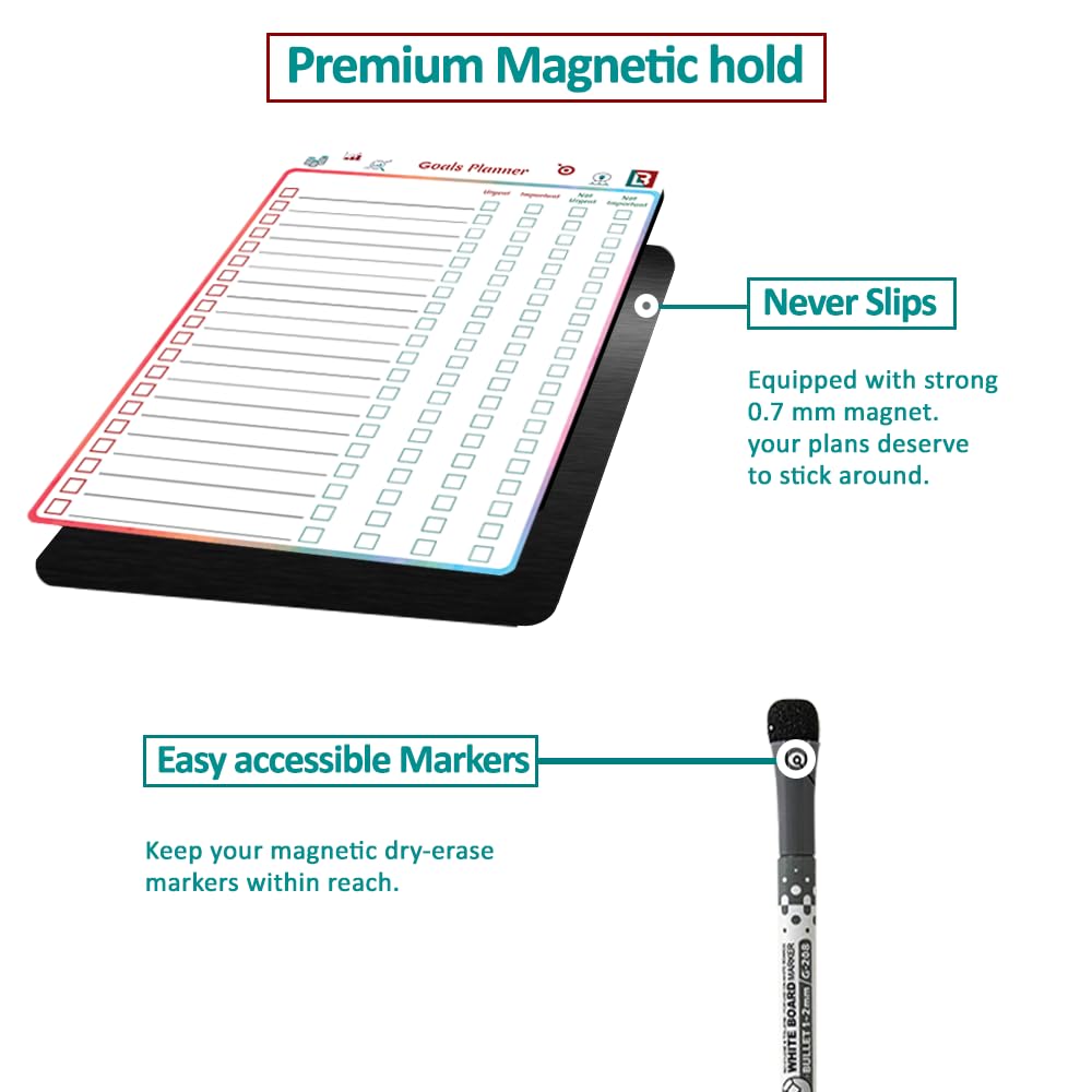 LAMBOCK 4 PCS Reusable Dry Erase Habit Tracker & Goal Planner |8.3 x 11.7''| with 6 PCS Magnetic Dry Erase Markers, Used as Fitness Planner, Reward, Behavior Chart & Chore Chart for Kids and Adults…